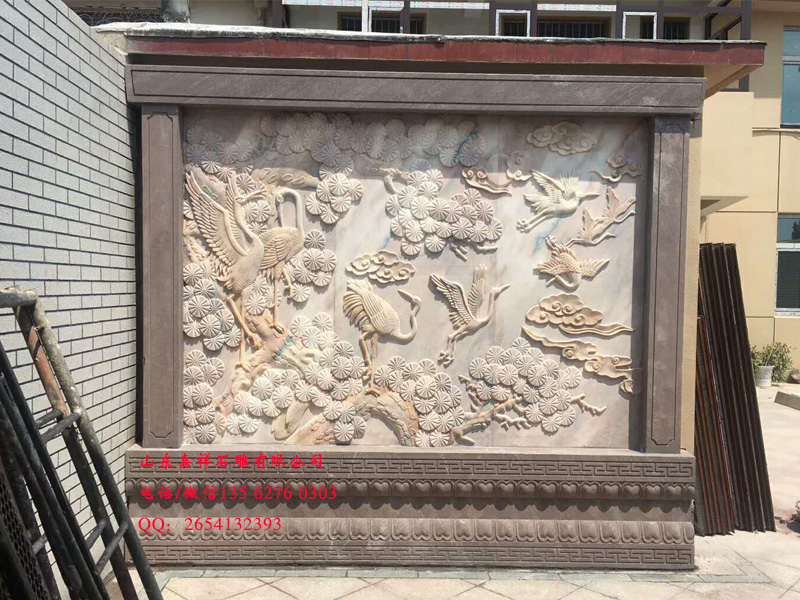 石雕松鶴延年浮雕圖片